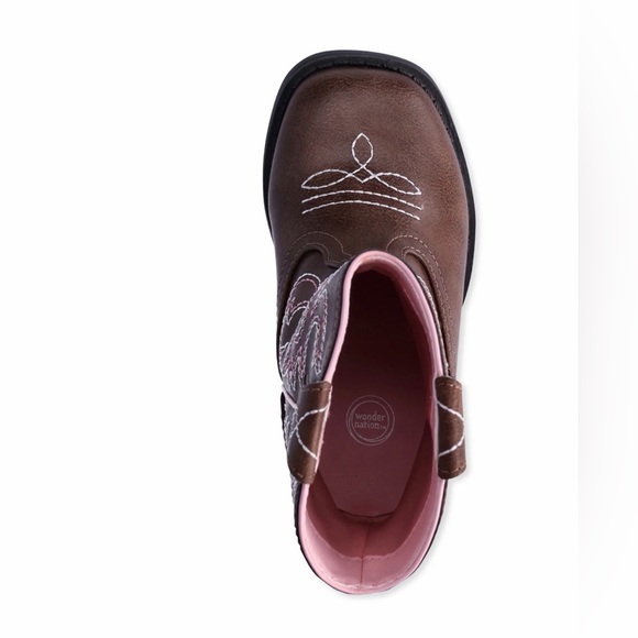 ❤️Kids Brown and Pink Cowboy Boots New Size 8 Wonder Nation - Picture 15 of 16